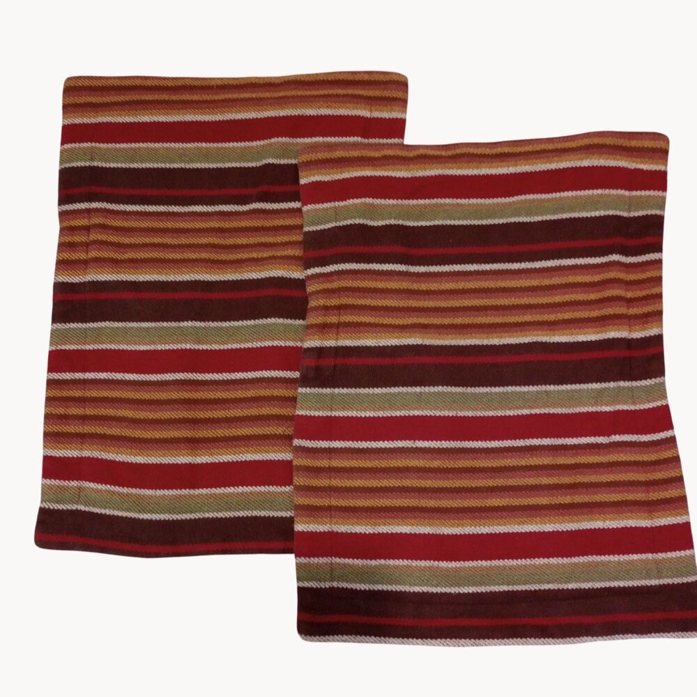 Pine Cone Hill Pillow Covers Montana Striped Shams 20"x26" 100% Cotton Ties